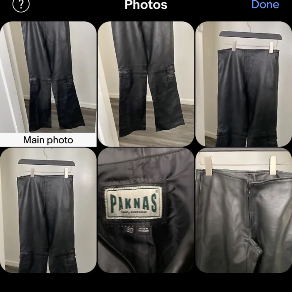 Black leather pants motorcycle unisex 30x34